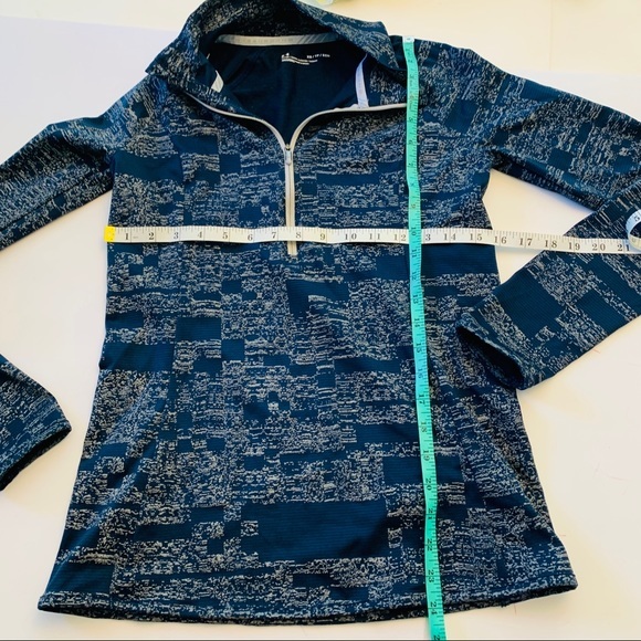 Under Armour Blue Patterned Long Sleeve 1/4 Zip Top - Picture 4 of 6